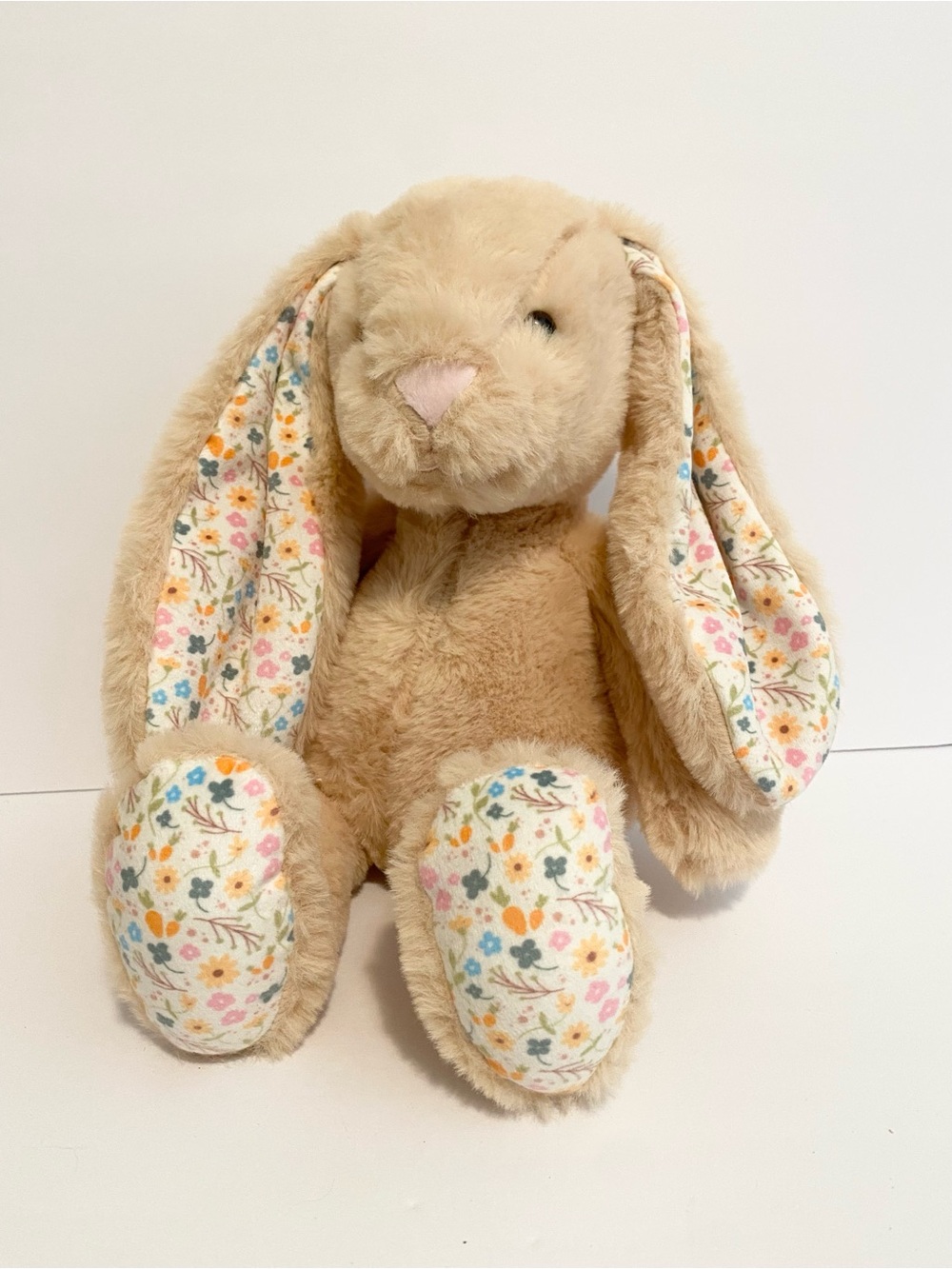 Dan Dee Brown Tan Bunny Plush Floral Ears Feet Stuffed Animal Lovey Toy NWT 14”